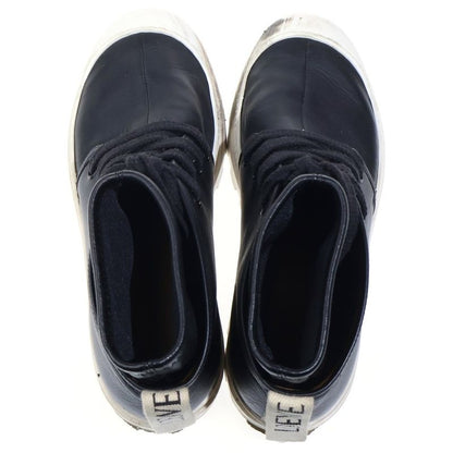 Loewe Leather Lace Up Combat Short Boots Black