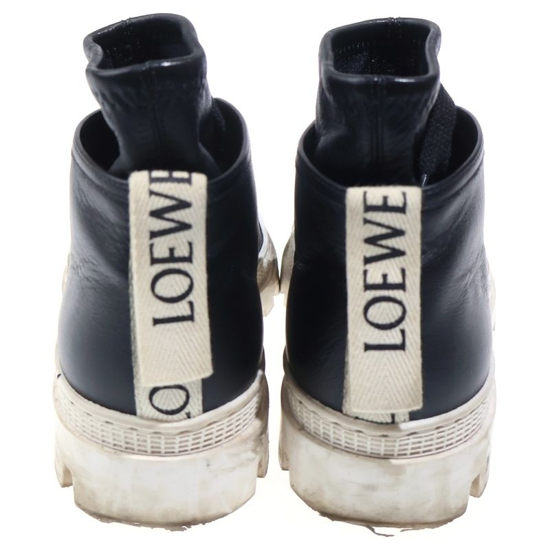 Loewe Leather Lace Up Combat Short Boots Black