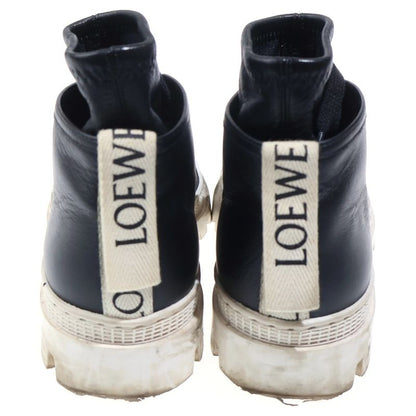 Loewe Leather Lace Up Combat Short Boots Black