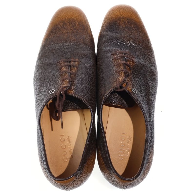 Gucci Leather Lace Up Dress Shoes Brown