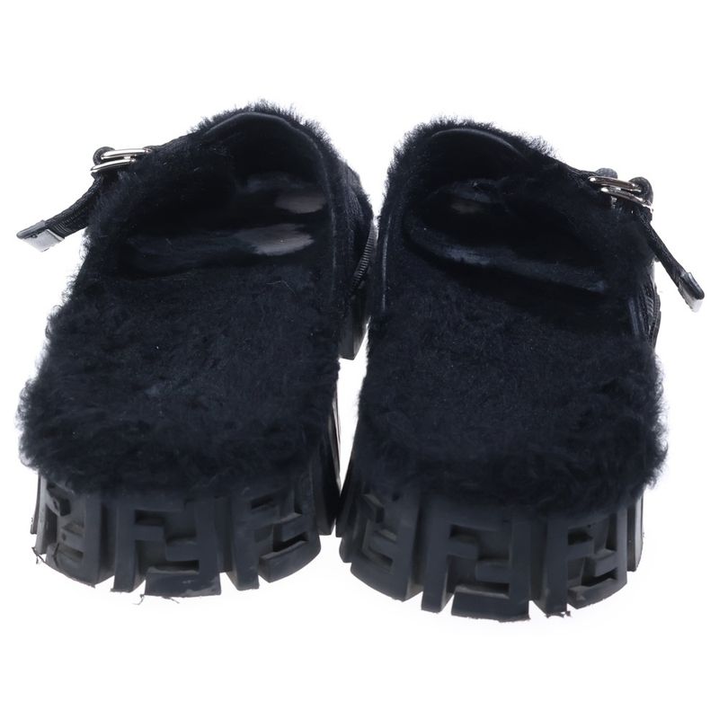 Fendi Fflogo Sole Boa Sandals Black