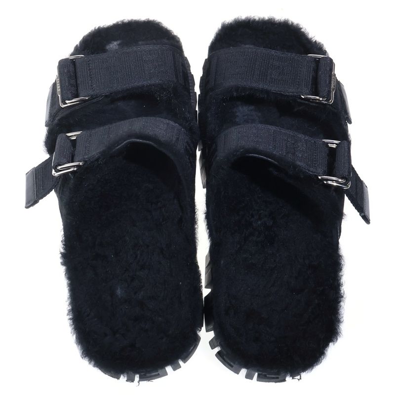 Fendi Fflogo Sole Boa Sandals Black