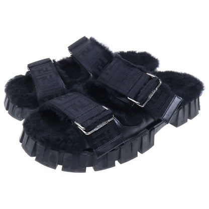 Fendi Fflogo Sole Boa Sandals Black