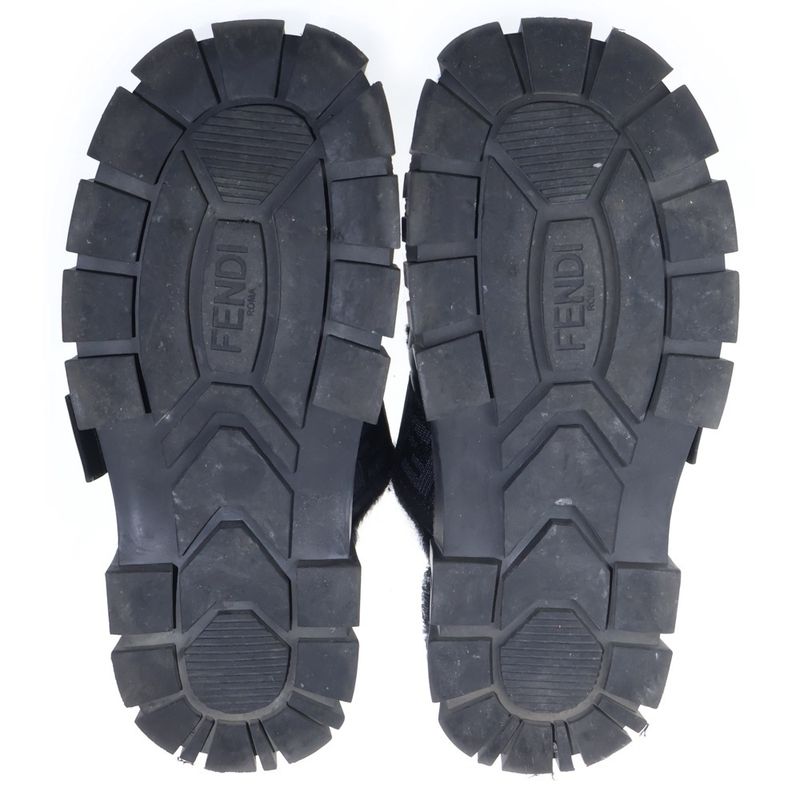 Fendi Fflogo Sole Boa Sandals Black