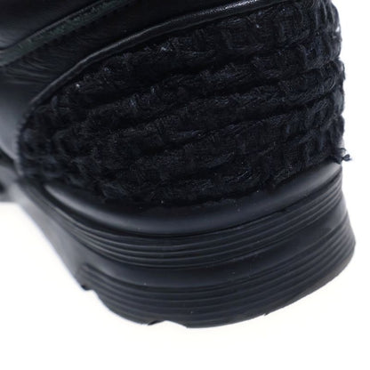 Chanel Leather Tweet Sneakers CC Logo Silver Black