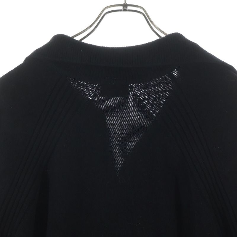 Moncler Shawl Collar Knit Dress Black Sweater