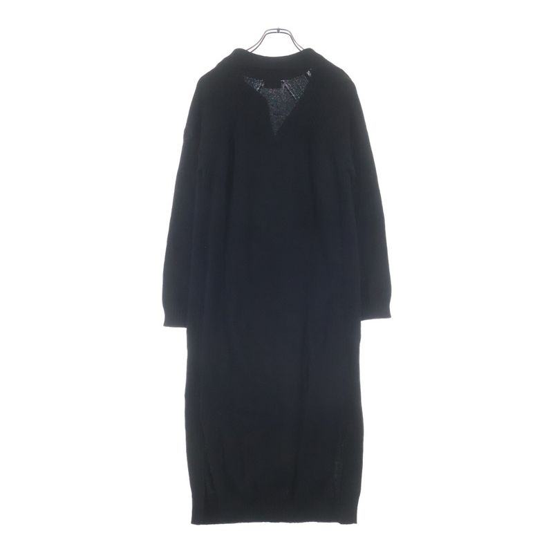 Moncler Shawl Collar Knit Dress Black Sweater