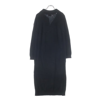 Moncler Shawl Collar Knit Dress Black Sweater