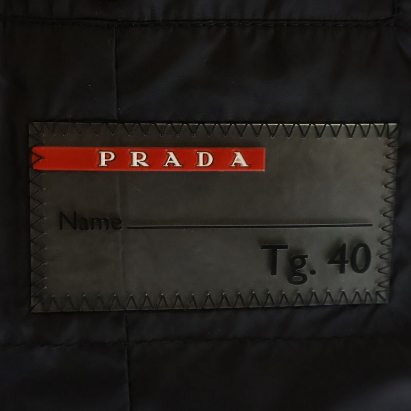 Prada Blue Riders Down Jacket Triangle Logo Nylon Black
