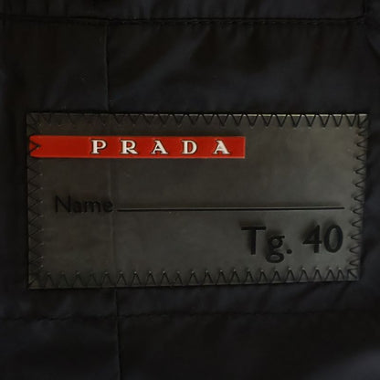 Prada Blue Riders Down Jacket Triangle Logo Nylon Black