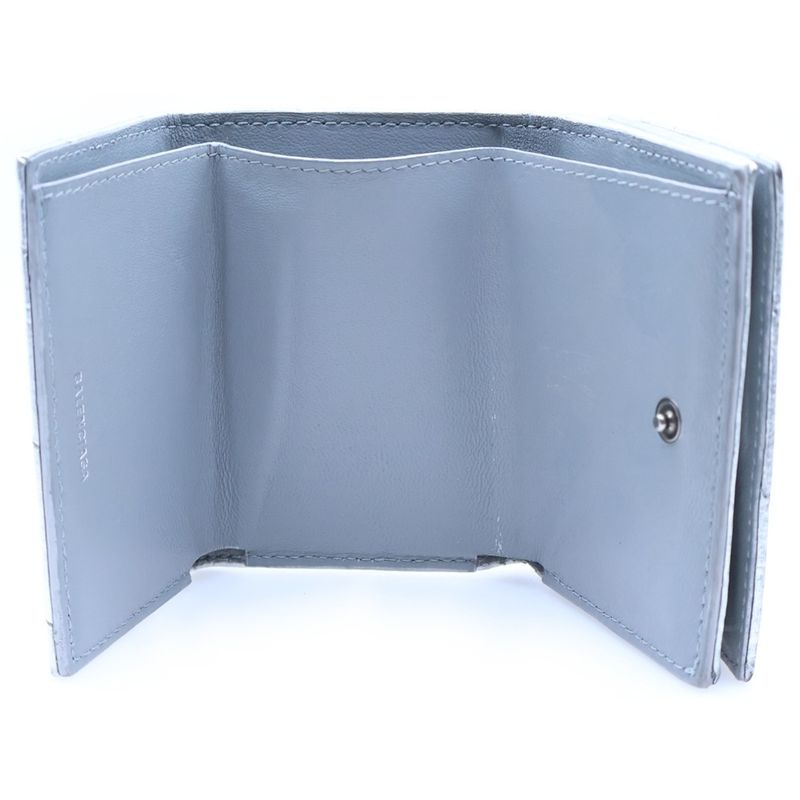 Balenciaga Crash Compact Wallet Trifold Silver Leather