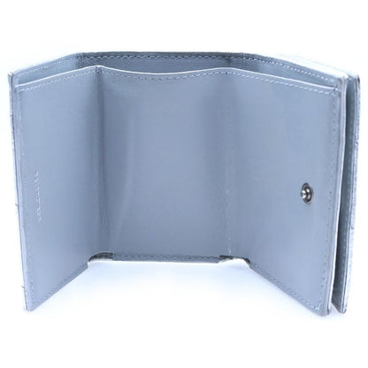 Balenciaga Crash Compact Wallet Trifold Silver Leather