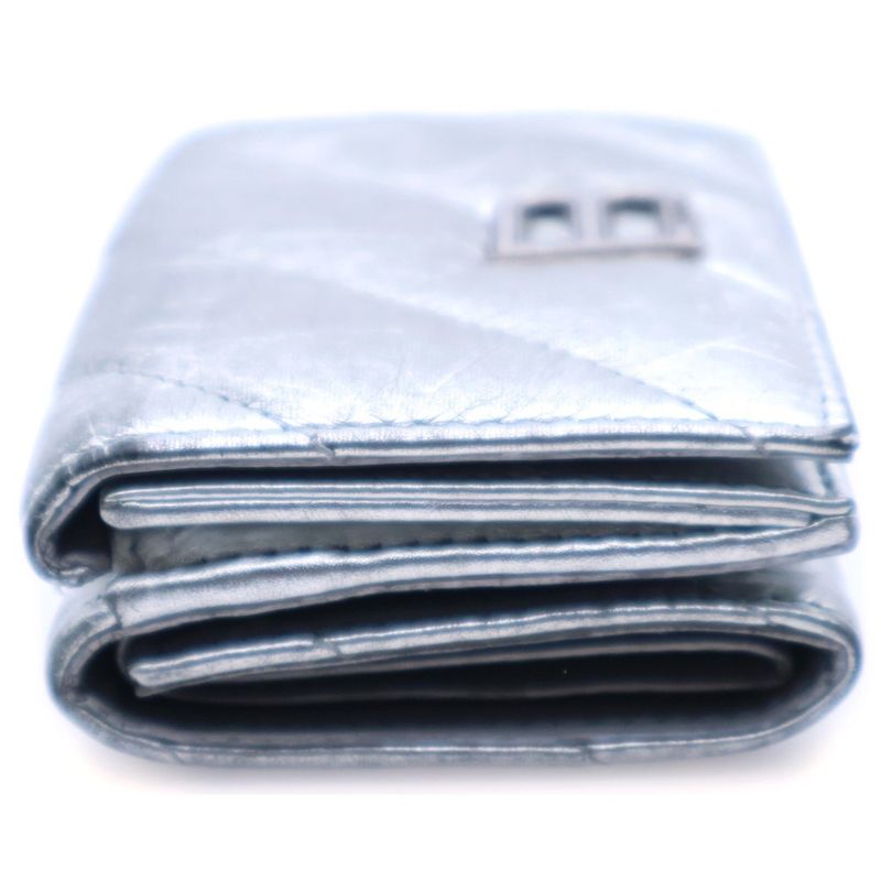 Balenciaga Crash Compact Wallet Trifold Silver Leather