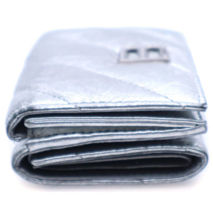 Balenciaga Crash Compact Wallet Trifold Silver Leather