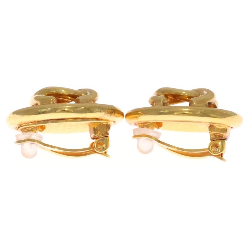 Chanel Vintage CC Logo Circle Earrings Gold