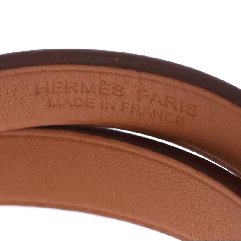 Hermes Mini Kelly Double Tour Leather Bracelet Brown