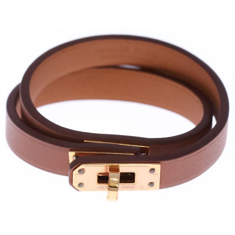 Hermes Mini Kelly Double Tour Leather Bracelet Brown