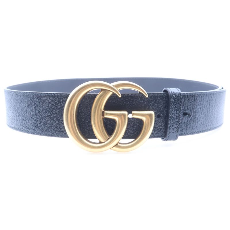 Gucci GG Marmont Leather Belt Black Gold
