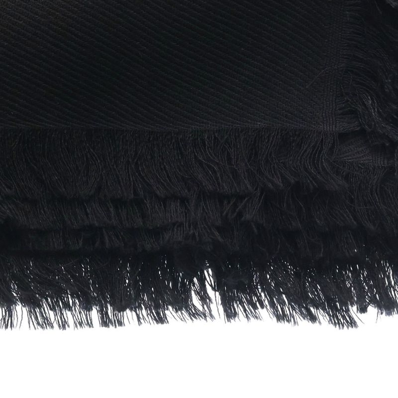 Louis Vuitton Shawl Monogram Silk Wool Black Scarf
