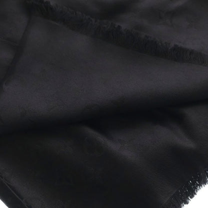 Louis Vuitton Shawl Monogram Silk Wool Black Scarf