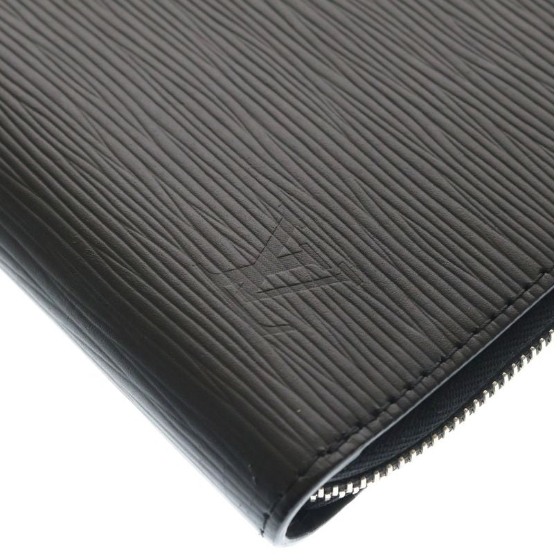 Louis Vuitton Pochette Jour Clutch Case Pouch Black Leather Silver