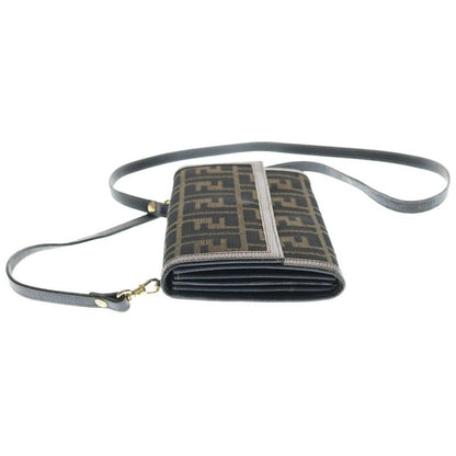 Fendi Zucca Shoulder Wallet Brown Canvas
