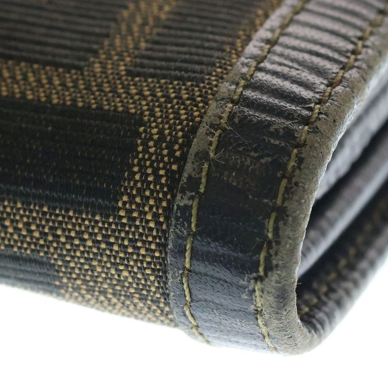 Fendi Zucca Shoulder Wallet Brown Canvas