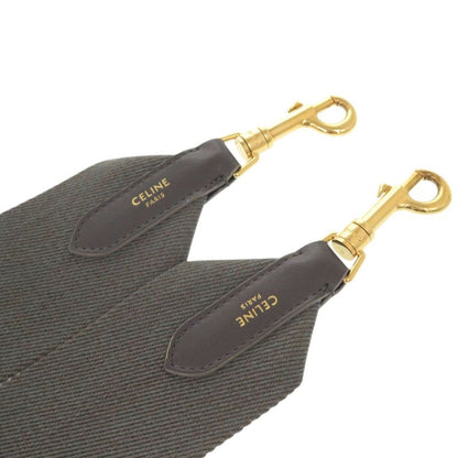 Celine Jacquard Short Strap Canvas Leather Gray Shoulder Bag