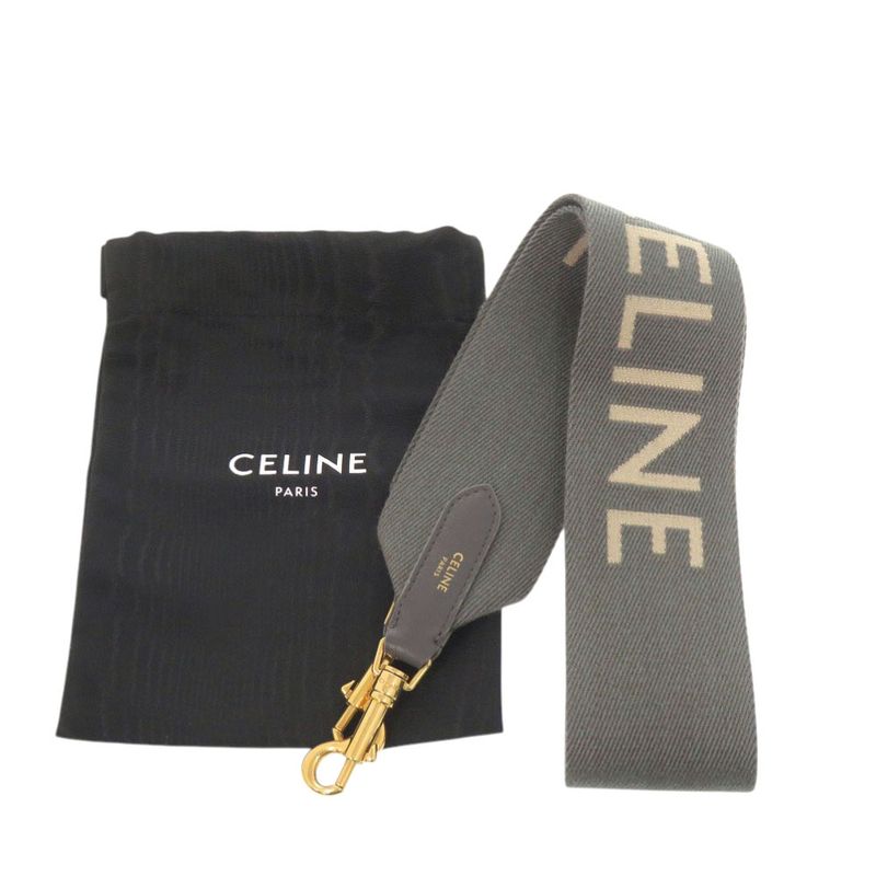 Celine Jacquard Short Strap Canvas Leather Gray Shoulder Bag