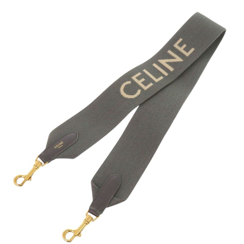 Celine Jacquard Short Strap Canvas Leather Gray Shoulder Bag