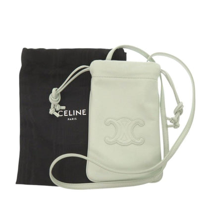 Celine Triomphe Drawstring Phone Pouch Leather Light Green Shoulder Bag