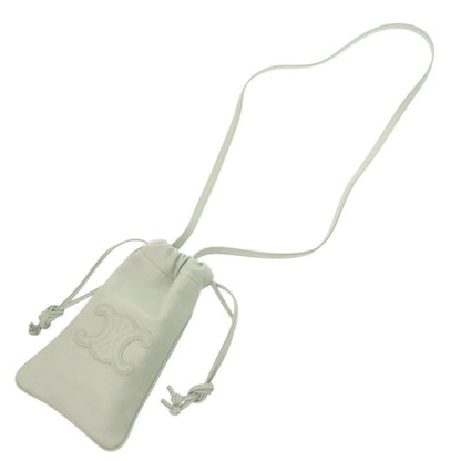 Celine Triomphe Drawstring Phone Pouch Leather Light Green Shoulder Bag