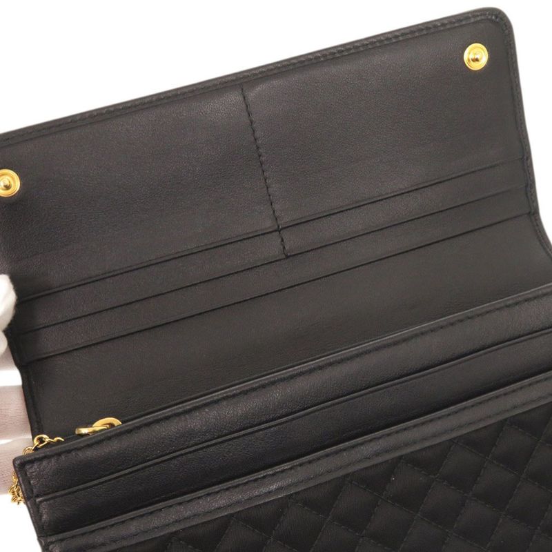 Prada Quilted Nylon Leather Black Wallet