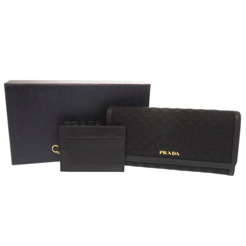 Prada Quilted Nylon Leather Black Wallet