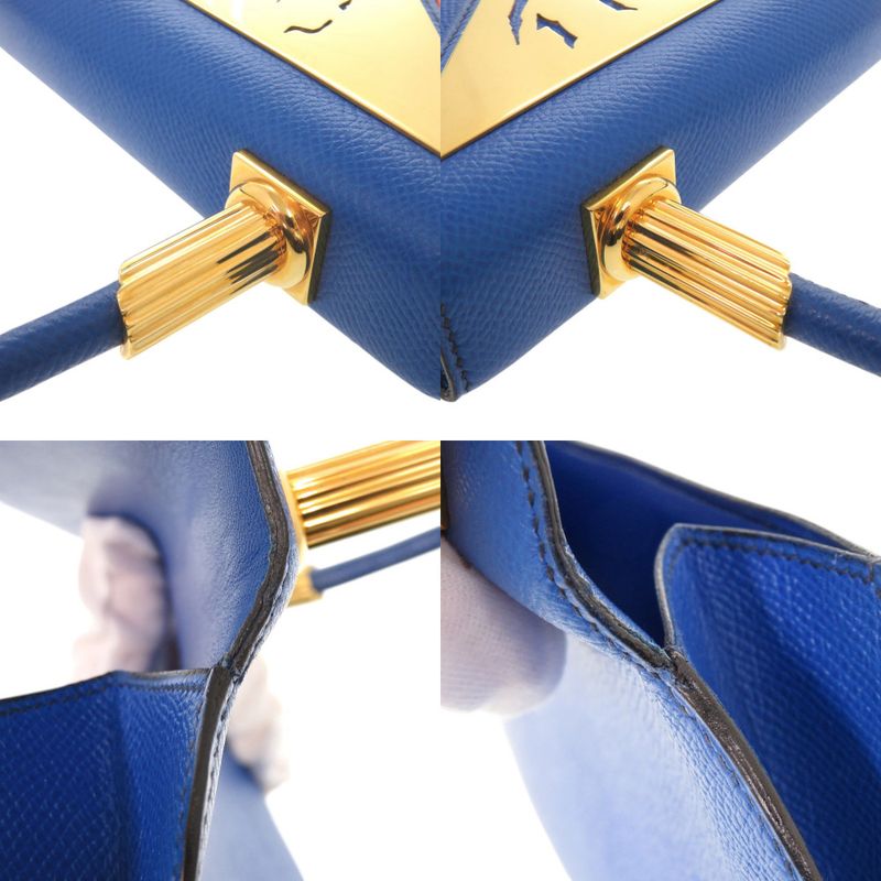 Hermes Limited Sun Cloud Courchevel Blue France Gold Handbag