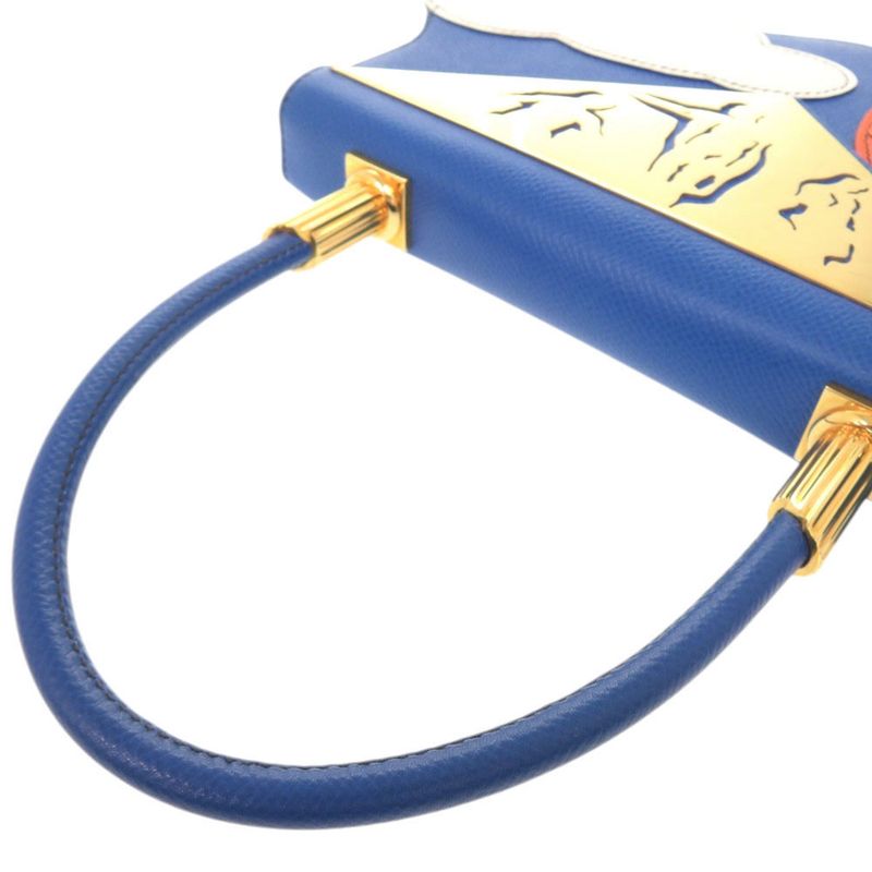 Hermes Limited Sun Cloud Courchevel Blue France Gold Handbag