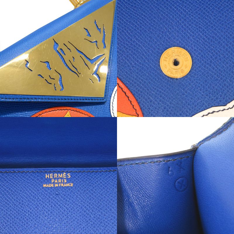 Hermes Limited Sun Cloud Courchevel Blue France Gold Handbag