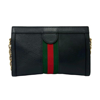 Gucci Ophidia Sherry Line GG Logo Leather Chain Shoulder Bag Pochette Black