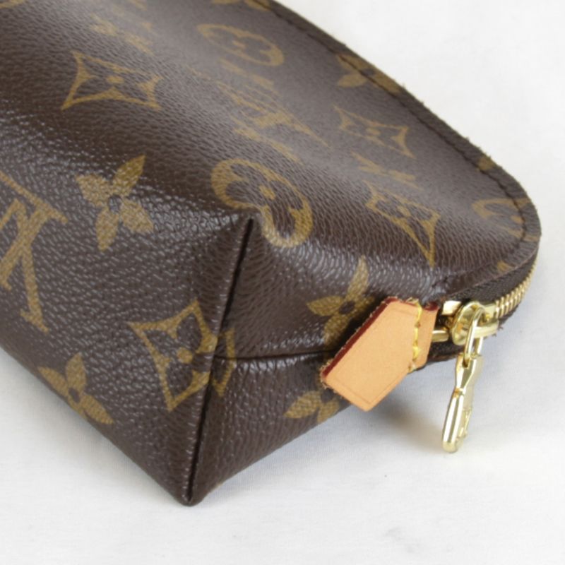 Louis Vuitton Pochette Cosmetic PM Makeup Pouch Monogram Canvas Brown