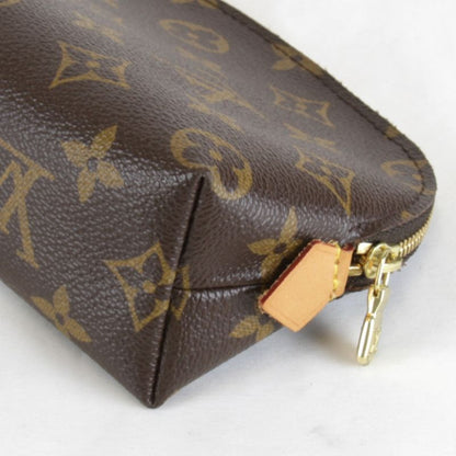 Louis Vuitton Pochette Cosmetic PM Makeup Pouch Monogram Canvas Brown