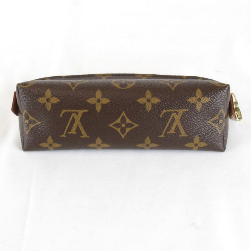 Louis Vuitton Pochette Cosmetic PM Makeup Pouch Monogram Canvas Brown