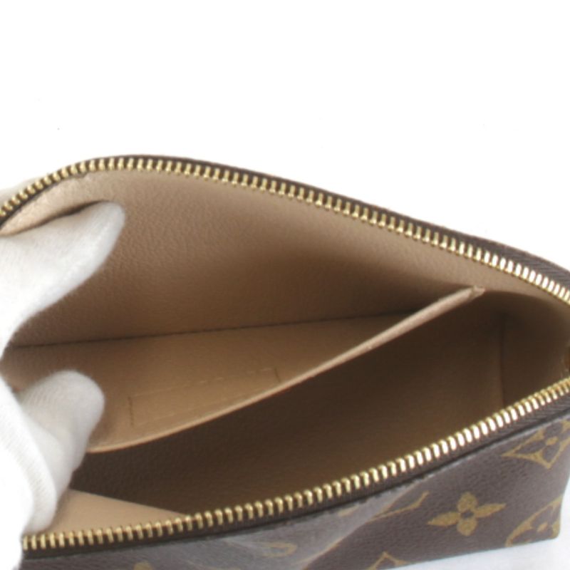 Louis Vuitton Pochette Cosmetic PM Makeup Pouch Monogram Canvas Brown