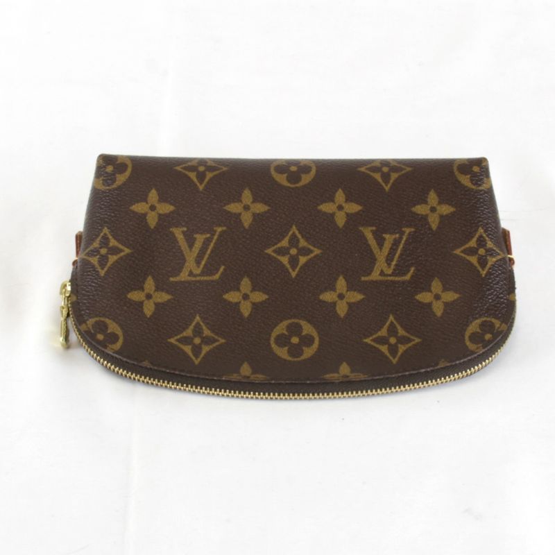 Louis Vuitton Pochette Cosmetic PM Makeup Pouch Monogram Canvas Brown