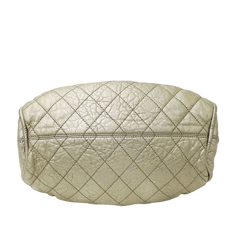 Chanel Bag Handbag Wild Stitch Leather Champagne Gold Silver Handheld Quilted