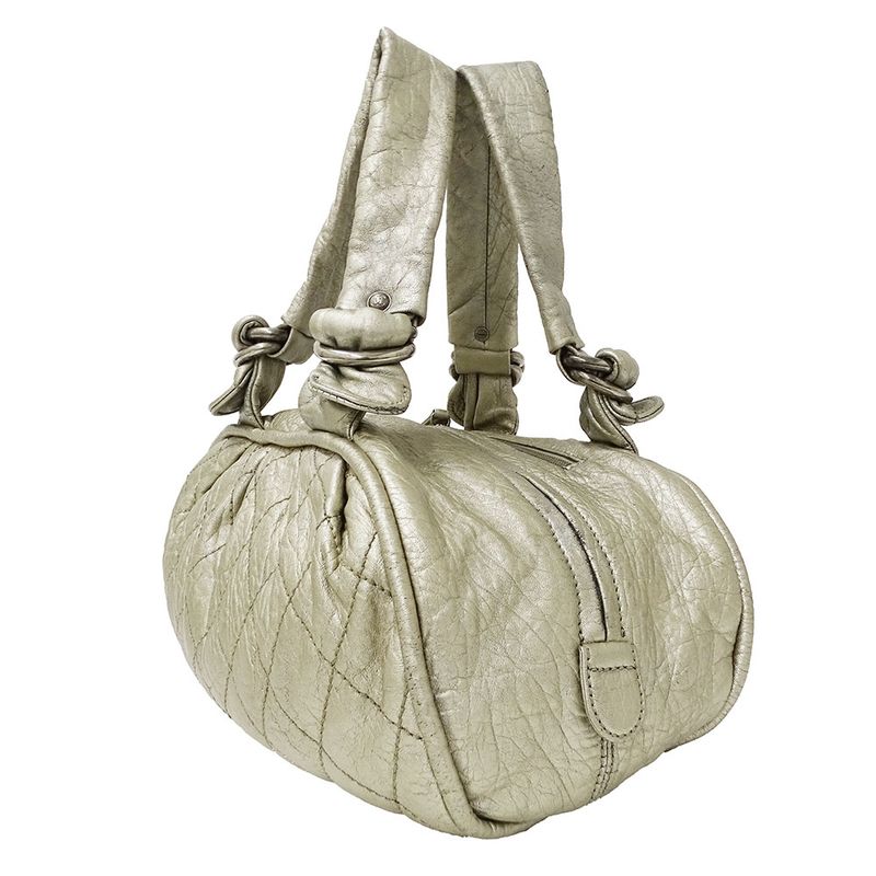 Chanel Bag Handbag Wild Stitch Leather Champagne Gold Silver Handheld Quilted