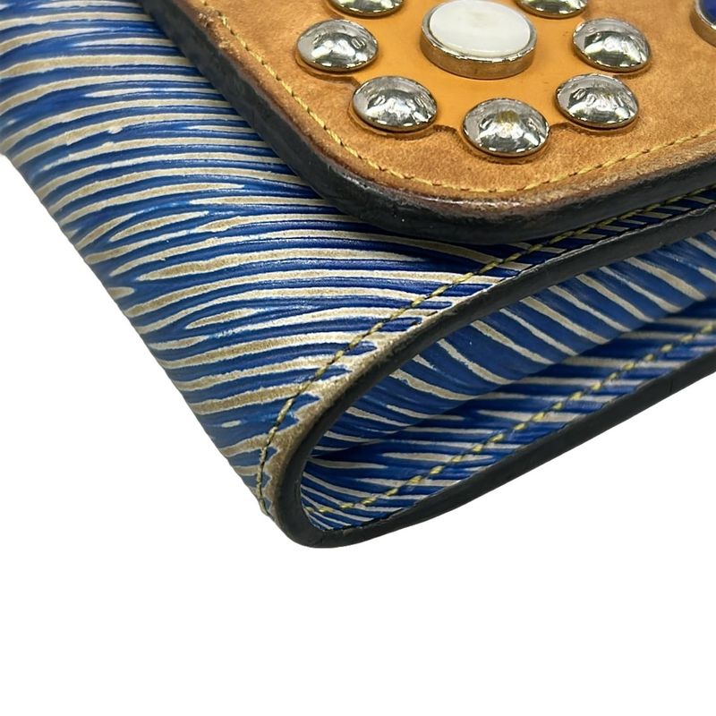 Louis Vuitton Wallet Twist Portefeuille Chain Denim Light Multi Leather