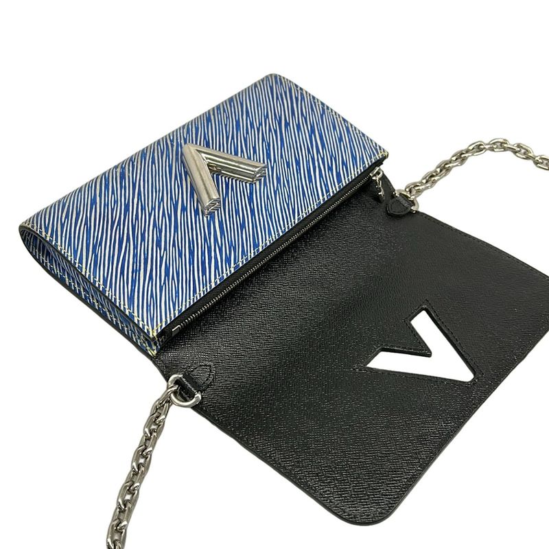 Louis Vuitton Wallet Twist Portefeuille Chain Denim Light Multi Leather