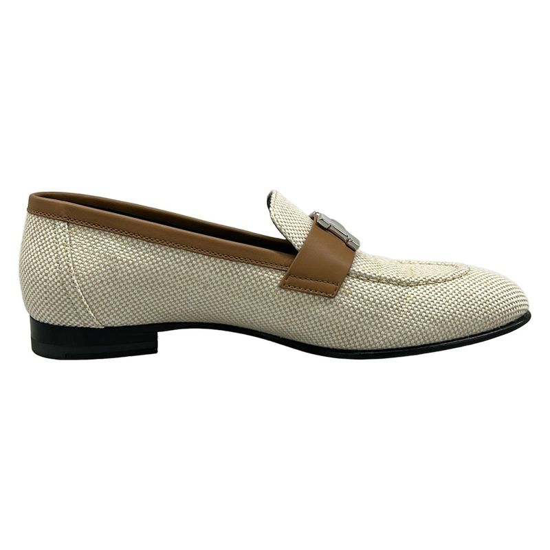 Hermes Loafer 36.5 Paris Beige Brown Silver Leather