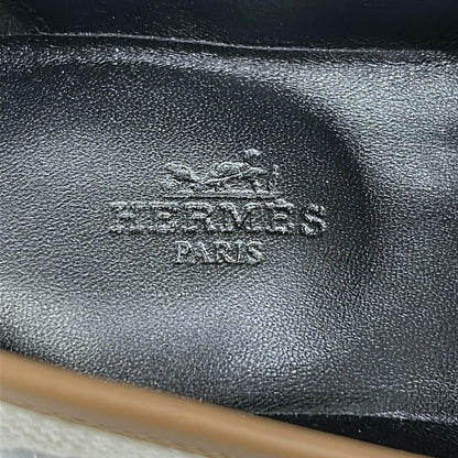 Hermes Loafer 36.5 Paris Beige Brown Silver Leather