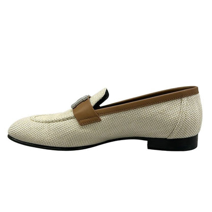 Hermes Loafer 36.5 Paris Beige Brown Silver Leather